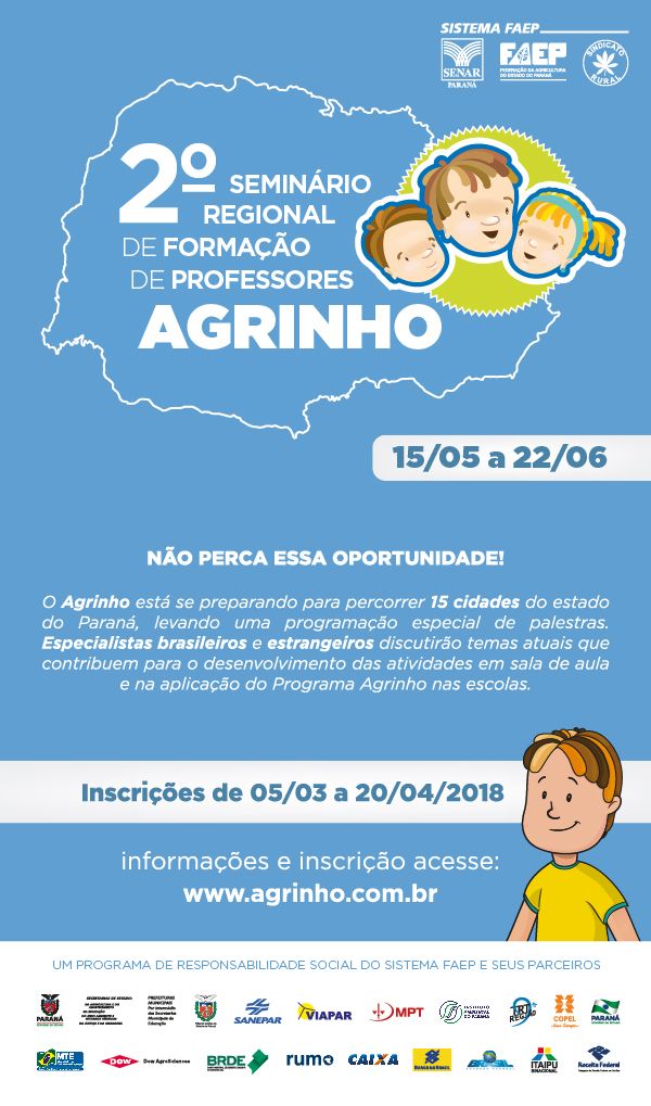 Guarapuava sedia 2º Semin&aacute;rio Regional de Forma&ccedil;&atilde;o de Professores Agrinho nesta semana