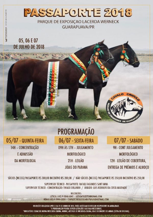 N&uacute;cleo de Criadores de Cavalo Crioulo realiza Passaporte 2018 neste final de semana