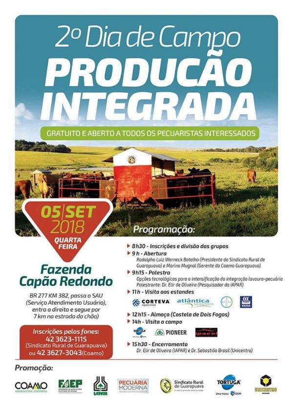  É AMANHÃ: 2º Dia de Campo Produ&ccedil;&atilde;o Integrada ser&aacute; realizado nesta quarta-feira (5)