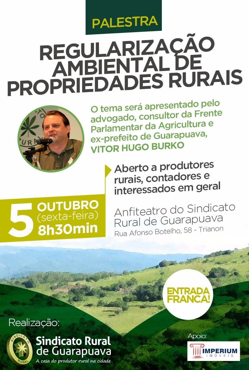 Palestra vai abordar a regularização ambiental de propriedades