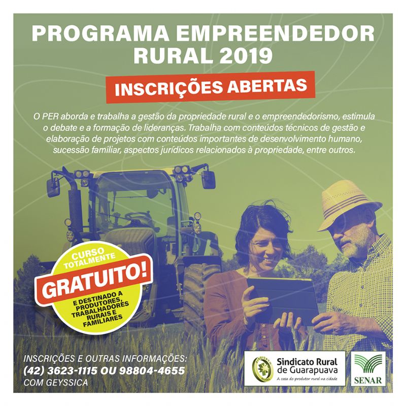 Curso Empreendedor Rural: inscrições já estão abertas