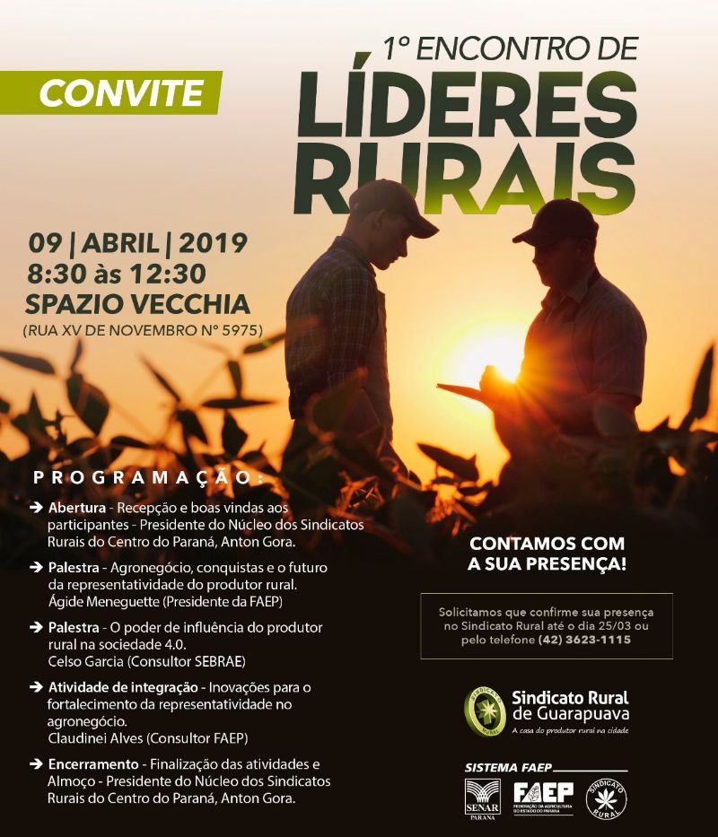 FAEP convida produtores para evento em  Guarapuava sobre representatividade rural 