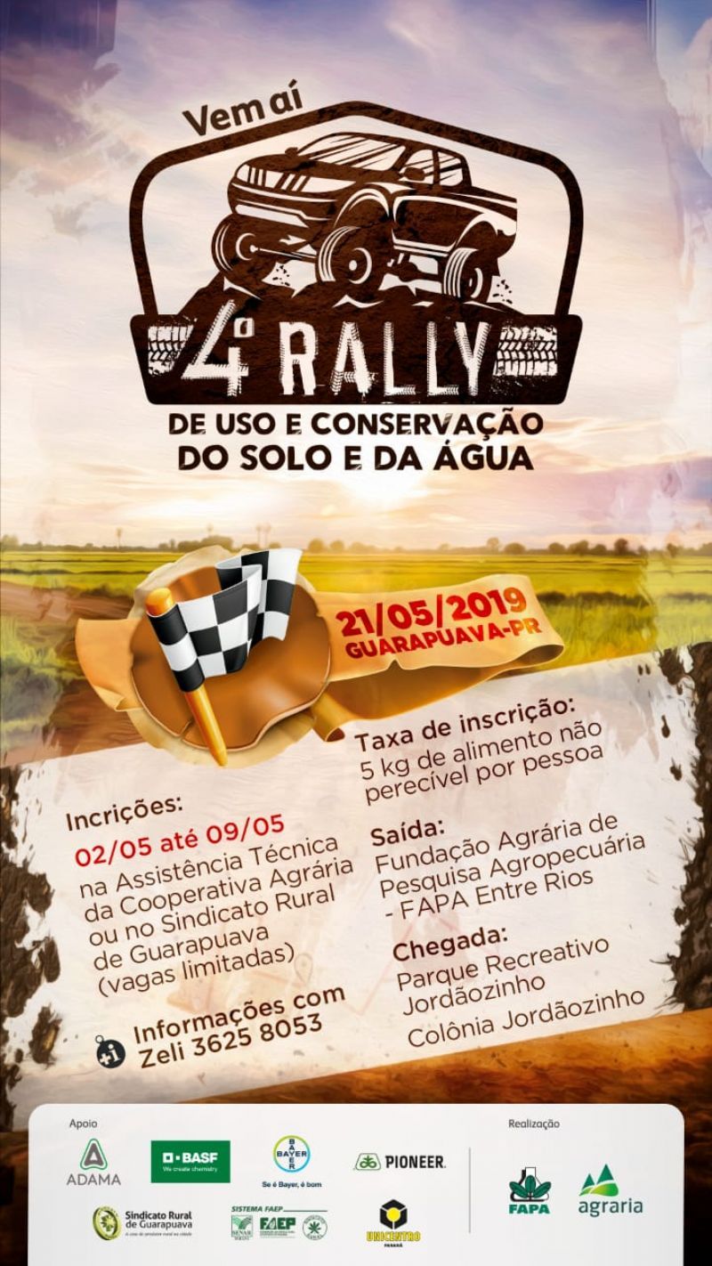 Rally de Uso e Conservação do Solo e da Água: inscrições estão abertas
