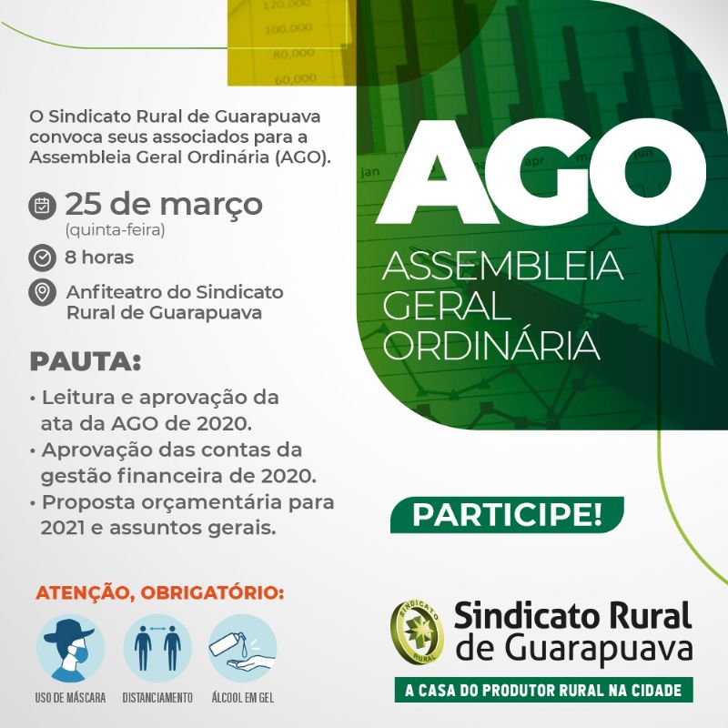 Sindicato Rural convoca seus associados para Assembleia Geral Ordinária (AGO)