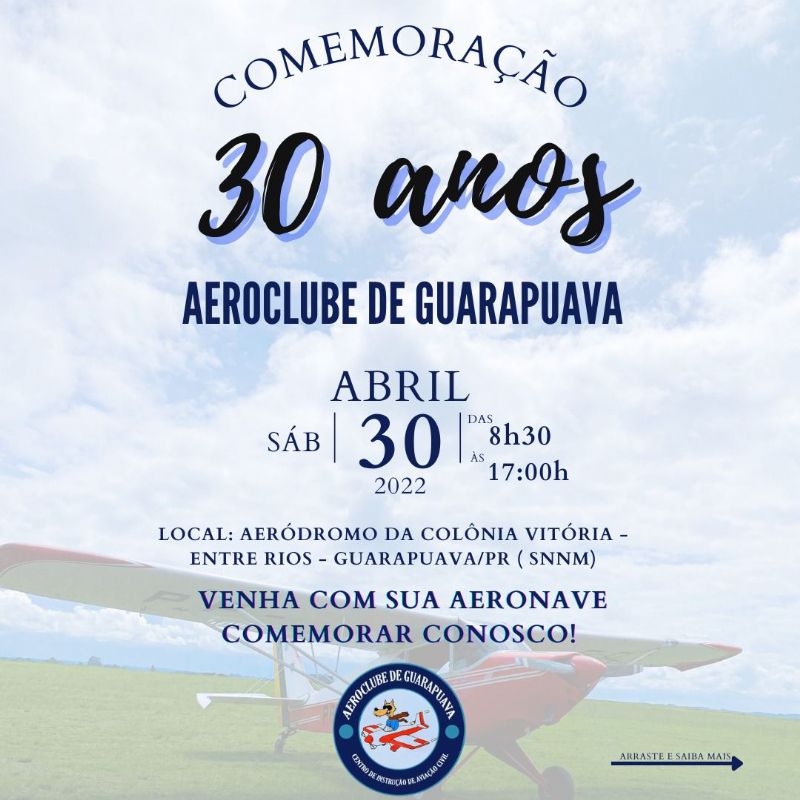 Aeroclube de Guarapuava realiza evento em comemoração aos 30 anos de fundação