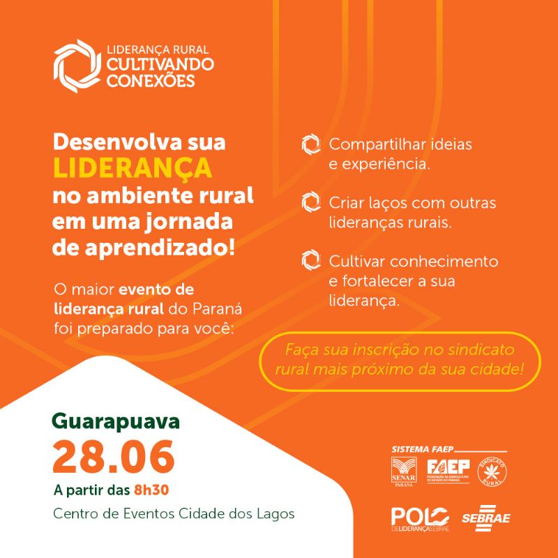 Guarapuava sedia Encontro de Liderança Rural dia 28 de junho
