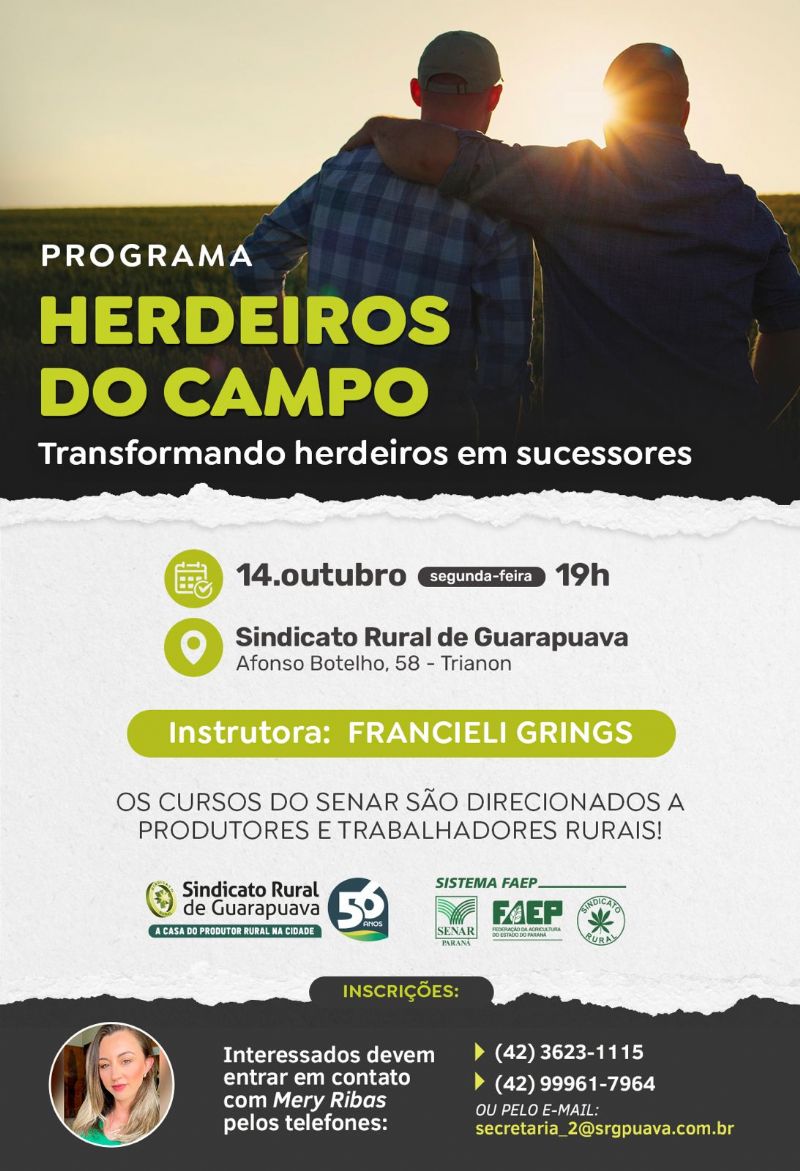 Sindicato Rural de Guarapuava inicia mobilização para Herdeiros do Campo