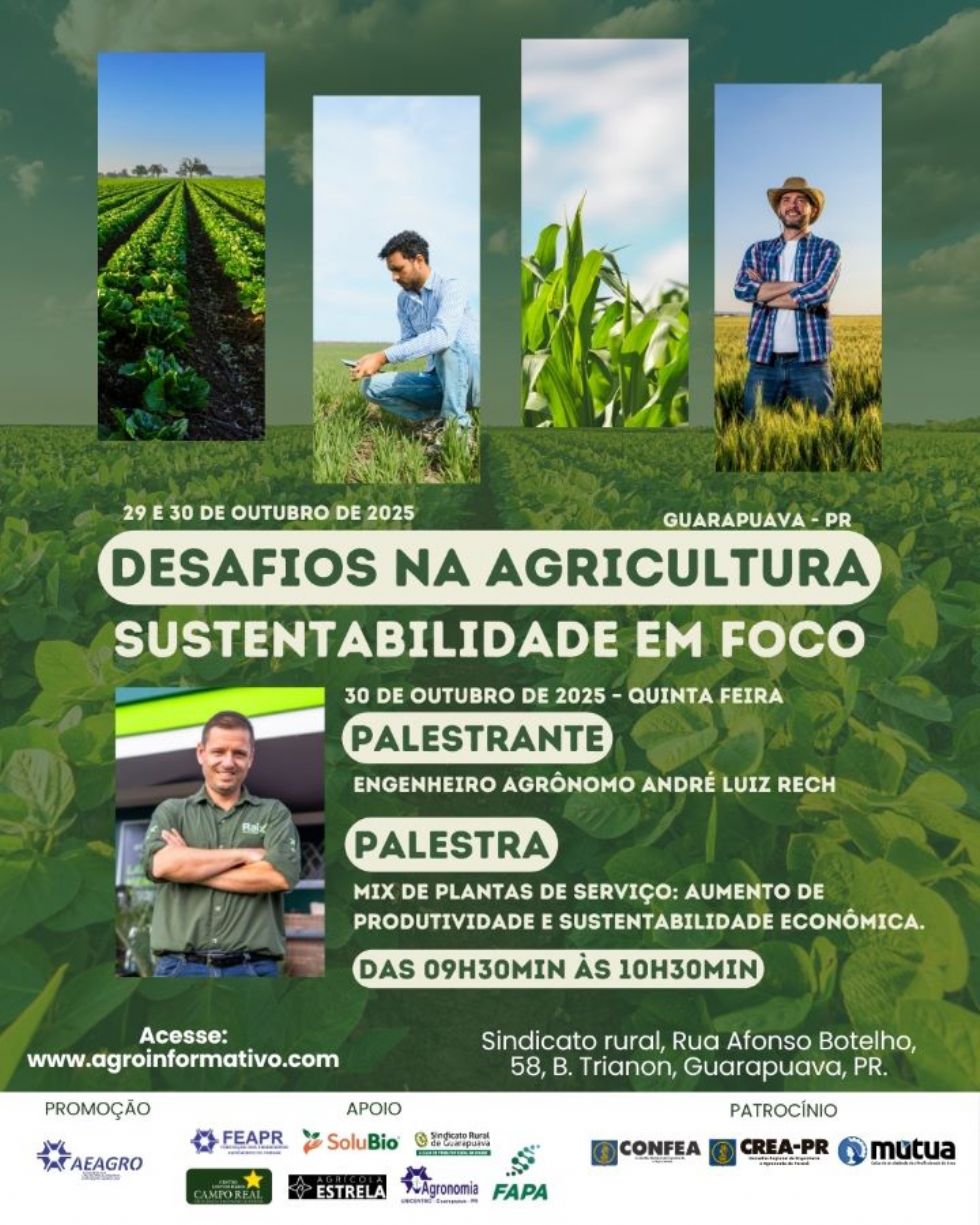 Entidades da Agronomia promovem nesta quarta e quinta-feira, no Sindicato Rural de Guarapuava, evento sobre sustentabilidade na agricultura