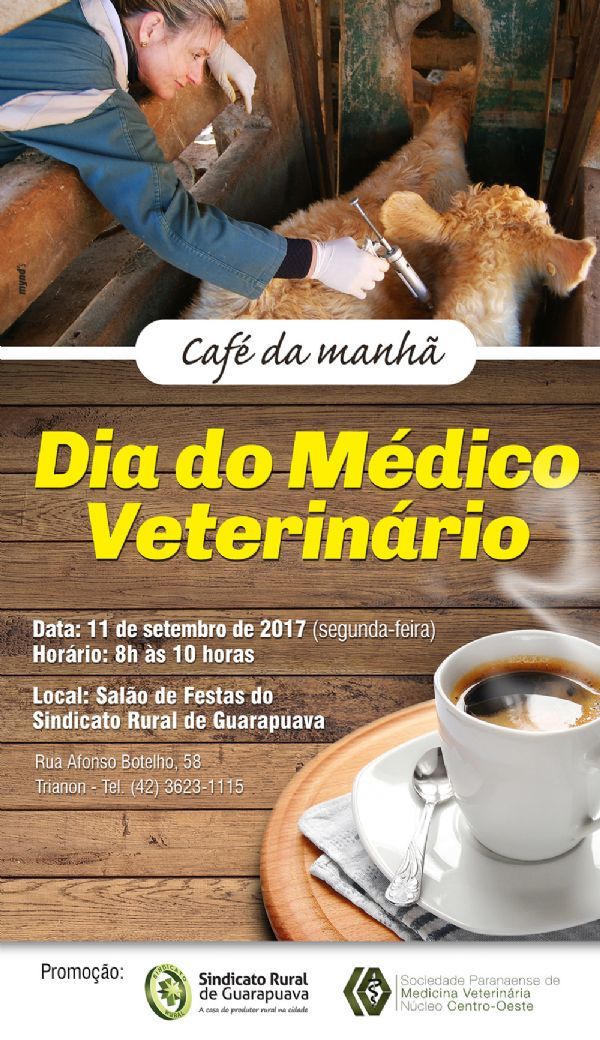 Sindicato Rural e Sociedade Paranaense de Medicina Veterin&aacute;ria promovem Caf&eacute; da Manh&atilde; do Dia do Veterin&aacute;rio