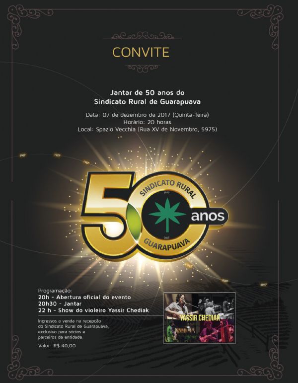 Sindicato Rural de Guarapuava vai comemorar 50 anos de hist&oacute;ria