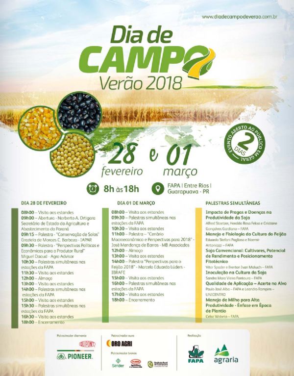 Dia de Campo de Ver&atilde;o 2018 traz palestras t&eacute;cnicas sobre cen&aacute;rio econômico e culturas da esta&ccedil;&atilde;o